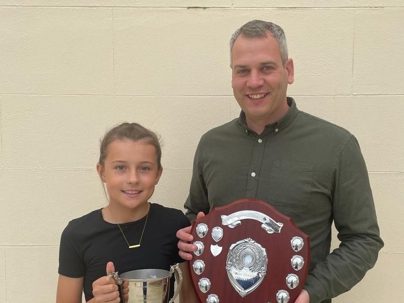 Lucy Hazelton pictured with chairman Shane McDonald, winner of the Young Stockperson of the Year 2026 Shield and Thelma Gorman Cup.