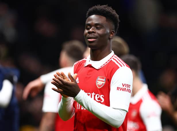 Saka is close to signing a new deal with Arsenal. (Photo by Clive Rose/Getty Images)