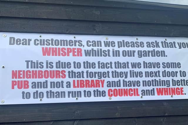 The sign up at the Hare and Hounds pub in Braintree, Essex (Photo: SWNS)