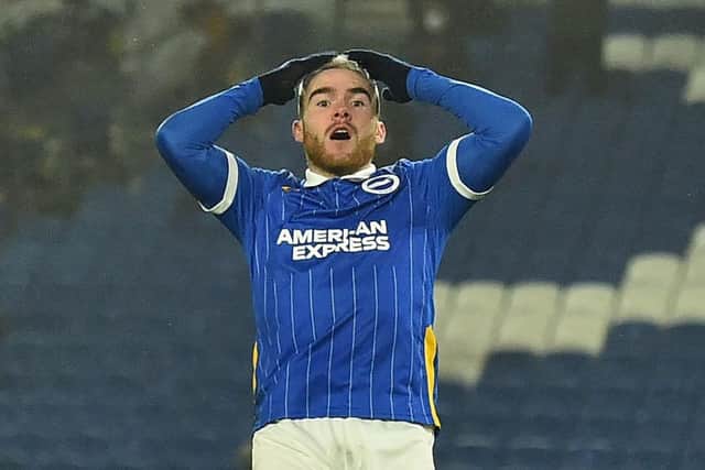 Brighton striker Aaron Connolly has been left out in the cold, as his ex heads to the Balearic sunshine (Picture: Getty Images)