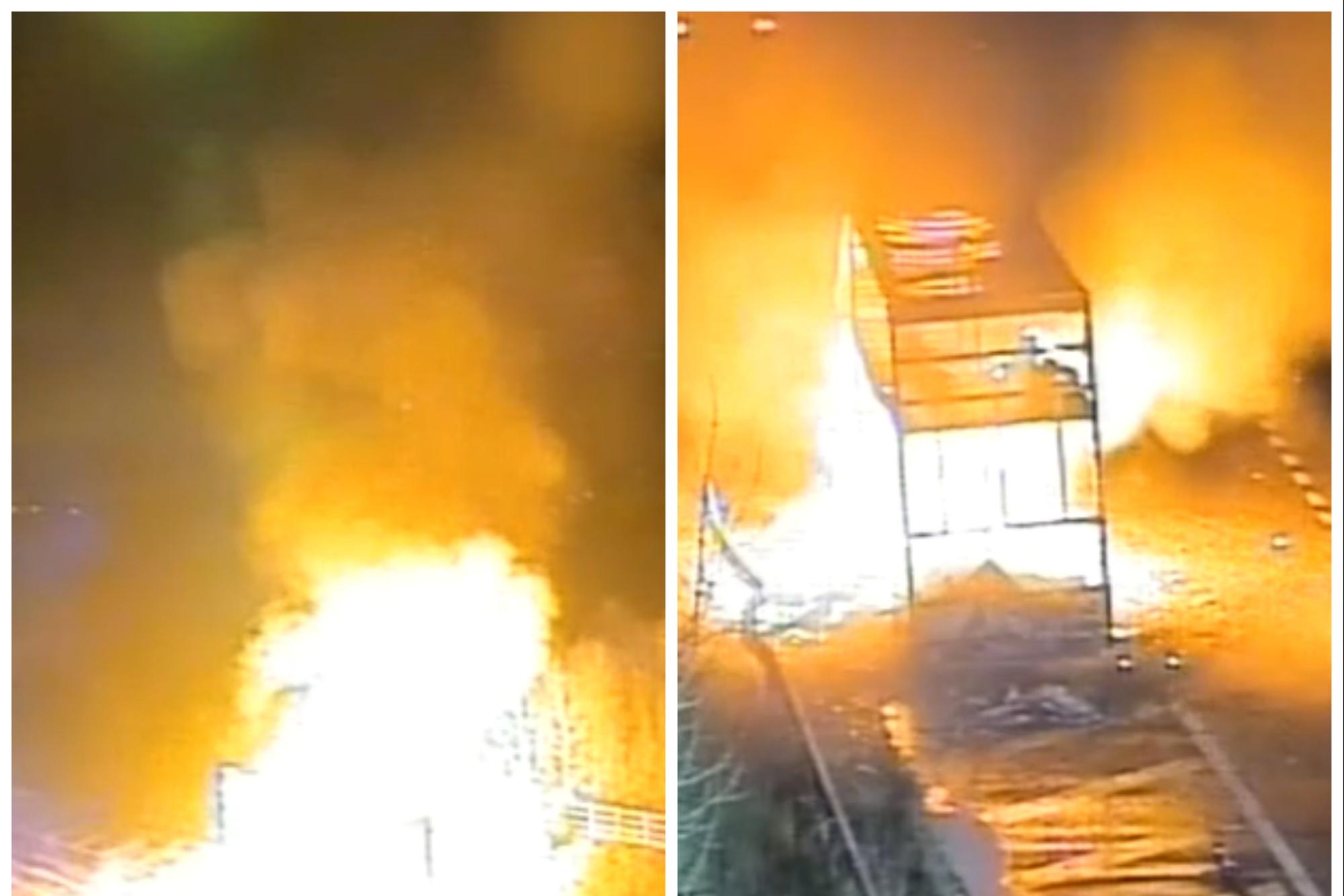 M1 closed in both directions after lorry bursts into flames