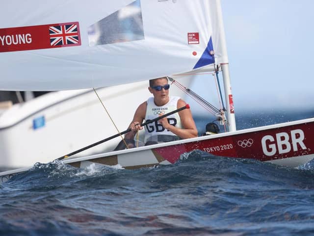 Alison Young of Team GB competes in the Women's Laser Radial class on day six of the Tokyo 2020 Olympic Games (Photo: Phil Walter/Getty Images)