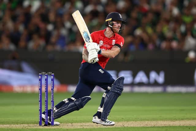  Ben Stokes helping England to victory during the ICC Men's T20 World Cup Final. (Photo by Robert Cianflone/Getty Images)