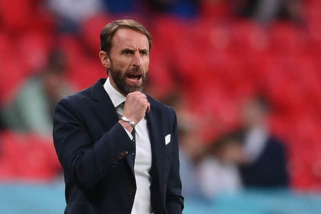 England's coach Gareth Southgate reacts from the sidelines as they beat Czech Republic in Group D.