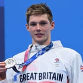 Silver medallist Britain's Duncan Scott poses with his medal after the final of the men's 200m individual medley swimming (Jonathan Nackstrand/AFP/Getty)