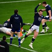 Two tries from Van Der Merwe and one from replacement hooker Dave Cherry secured Scotland’s first win in Paris since 1999. (Photo by MARTIN BUREAU/AFP via Getty Images)