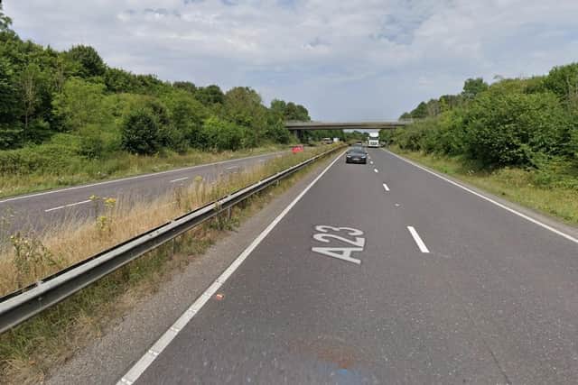 Police launch investigation after serious collision on the A23 at Albourne in West Sussex, is it still shut? Photo: Google Street View