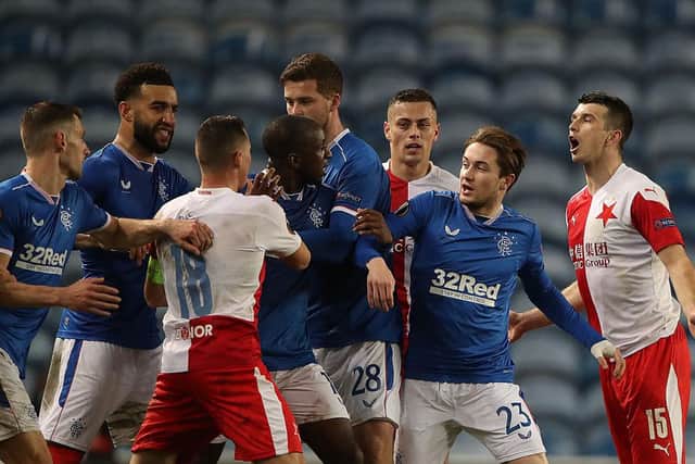 Glen Kamara, of Rangers, was racially abused by Ondrej Kudela of Slavia Prague, and then received abuse on social media in the aftermath.