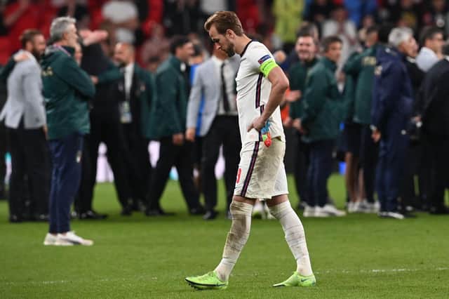 Harry Kane pictured holding Euro 2020 silver medal after final defeat to Italy. (Pic: Getty)