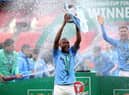 Manchester City's Fernandinho lifts the trophy as he celebrates winning the Carabao Cup Final at Wembley Stadium, London. (Photo: Adam Davy/PA Wire)