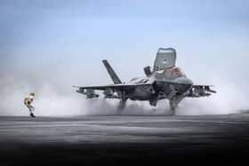 HMS Prince of Wales' fully laden F-35 fighter jet engages "beast mode" on USA deployment