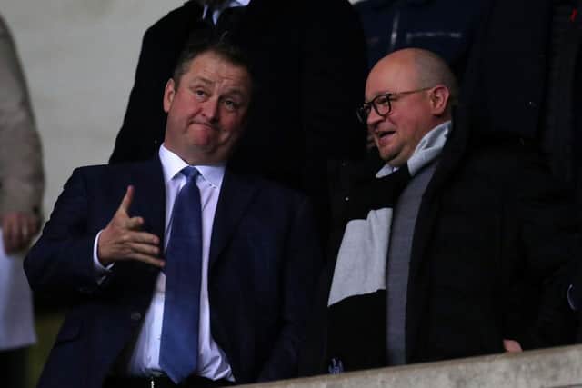 Mike Ashley, owner of Newcastle United, with managing director Lee Charnley.