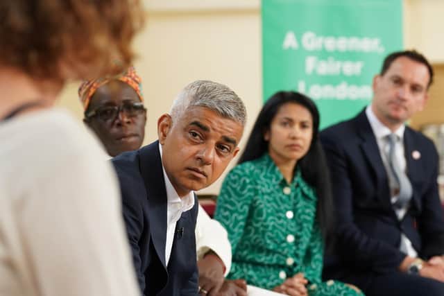 Mayor of London Sadiq Khan with clean air campaigners in Catford, south east London, on the first day of the expansion of the ultra-low emission zone (Ulez) to include the whole of London.