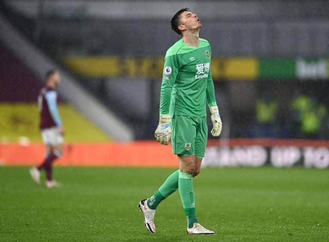 Nick Pope of Burnley.  (Photo by Gareth Copley/Getty Images)