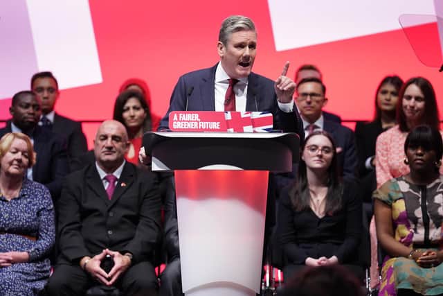 Party leader Sir Keir Starmer making his keynote address during the Labour Party Conference at the ACC Liverpool. Picture date: Tuesday September 27, 2022.