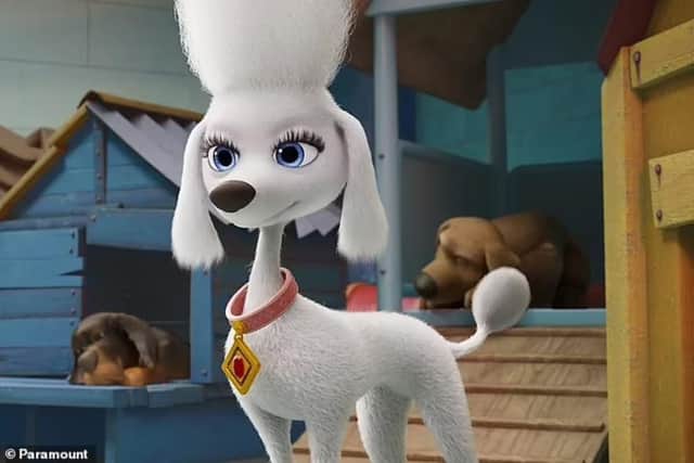Kim K voices Delores the poodle in the highly anticipated Paw Patrol film (Picture: Paramount)