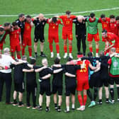 Gareth Bale of Wales speaks to the team as they form a huddle following the UEFA Euro 2020 Championship Group A match between Wales and Switzerland.