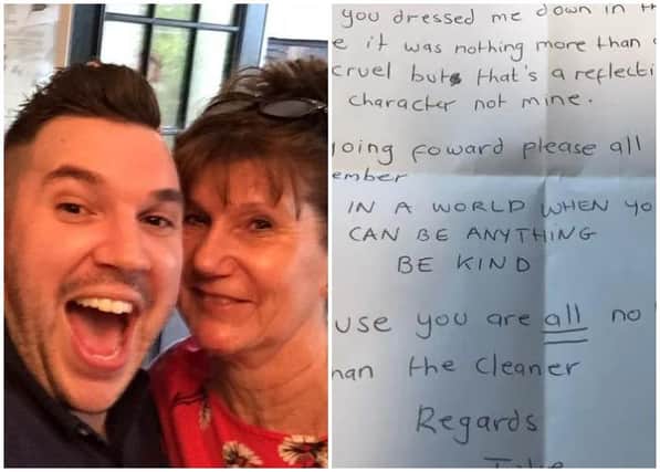A former cleaner at HSBC Bank has been praised for the candid retirement note she left for her boss (Joe Cousins/Twitter and Facebook)