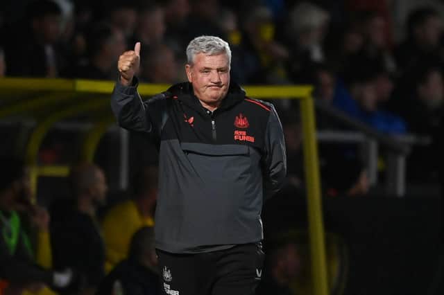 Newcastle manager Steve Bruce looks on during the pre-season friendly between Burton Albion and Newcastle United at the Pirelli Stadium on July 30, 2021 in Burton-upon-Trent, England. (Photo by Michael Regan/Getty Images)