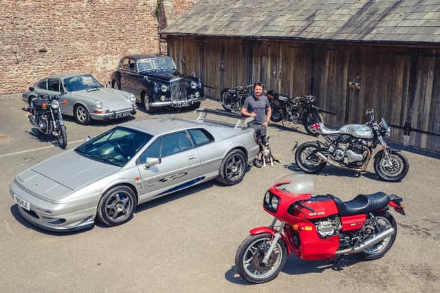 Richard Hammond with the cars and bikes being put up for sale