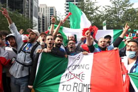 Its coming to Rome, Italy fans teased England as they congregated at Wembley for the semi-finals Spain v Italy match. Around 1,000 Italians are expected to be at Wembley Stadium for the final (Picture: Getty Images)