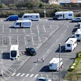 More than a dozen caravans and motorhomes have been pictured at the Tesco car park in Wick, Littlehampton.