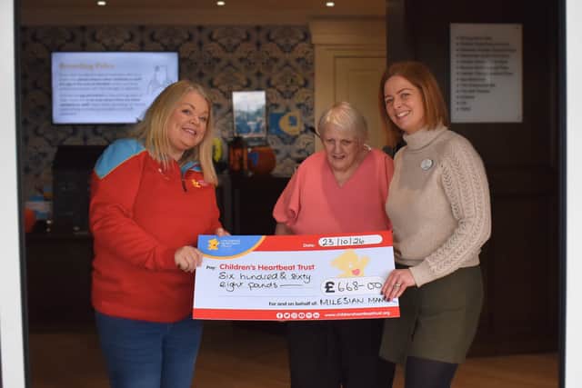 Joanne McCallister (CEO at Children's Heartbeat Trust), Pat Kirkwood (resident at Milesian Manor), Julie Wallace (Lifestyle Care Home Manager at Milesian Manor).Credit: Supplied