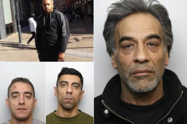 Farooq Ishaq Ahmed (right) was jailed for helping his sons Kearon Barker (bottom left) and Omar Ishaq (bottom centre) to try to flee the country after they murdered Keith Harrower (top left) (Photo: West Yorkshire Police)