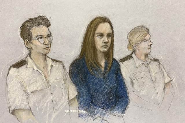 A court artist drawing of nurse Lucy Letby listening to the verdicts being read at Manchester Crown Court. (Picture: Elizabeth Cook / PA Wire)