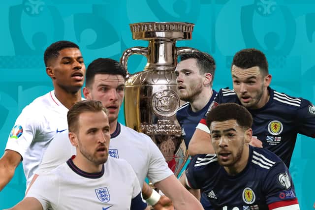 England and Scotland meet in the second game of the Euro 2020 group stages. (Graphic: Mark Hall / JPIMedia)