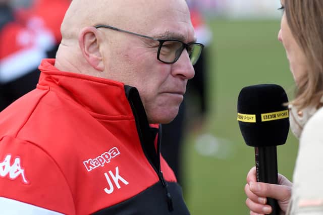 John Kear coach of Bradford Bulls is interviewed by BBC.
