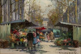 The painting, Flower Market, Madeleine, by French post-impressionist Edouard-Leon Cortés, was one of 3,000 paintings stolen from the gallery in America

