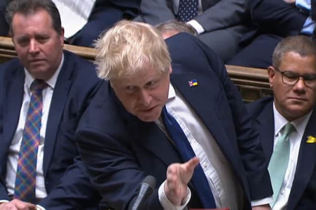 Boris Johnson speaks during heated exchanges over the Partygate affair at Prime Minister's Questions in the House of Commons on Wednesday (Picture: PA)