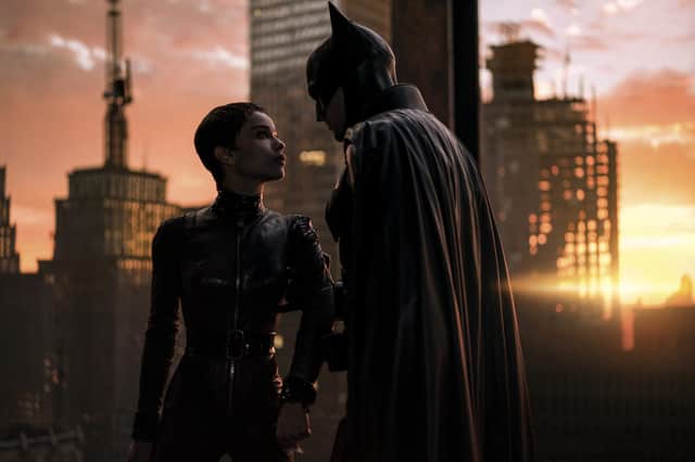 Zoe Kravitz as Selina Kyle and Robert Pattinson as Batman and in The Batman PIC: Jonathan Olley /™ & © DC Comics/© 2021 Warner Bros. Entertainment Inc.