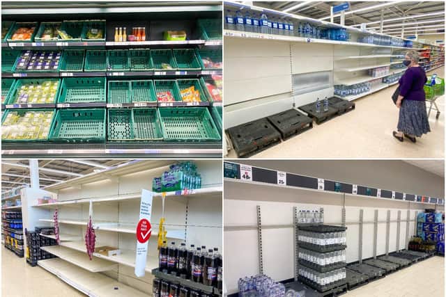 Pictures started emerging yesterday of empty shelves in major supermarkets across England (SWNS)