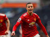 Mason Greenwood of Manchester United celebrates after scoring their side's third goal during the Premier League match between Tottenham Hotspur and Manchester United.