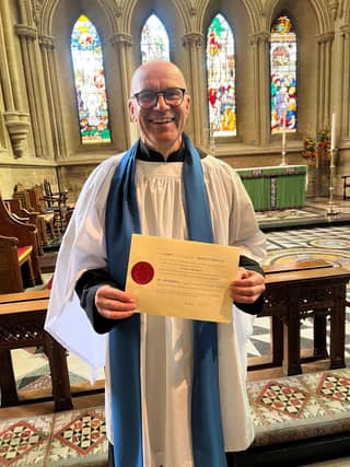 Andrew Brown Receiving his lay minister license.