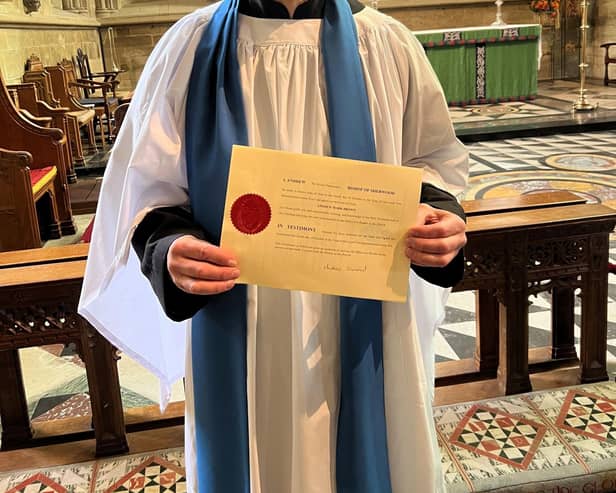 Andrew Brown Receiving his lay minister license.