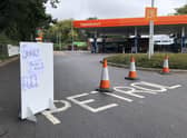 No fuel at Sainsbury's in Farlington, Portsmouth, as queues build at the petrol station on September 25, 2021. Picture: Richard Lemmer