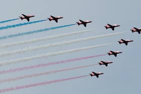 The world famous RAF display team will take to the skies over England on 31 March 2021. (Pic: Getty Images)