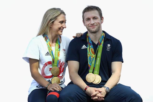 Laura and Jason Kenny pictured with their Olympic gold medals prior to Tokyo 2020. (Pic: Getty)