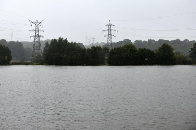 Flooded land between Camelon and the Checkbar roundabout at Bonnybridge.