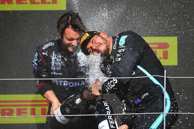 Lewis Hamilton celebrated his 8th British Grand Prix win, despite receiving a 10 second penalty. (Picture: Getty Images)