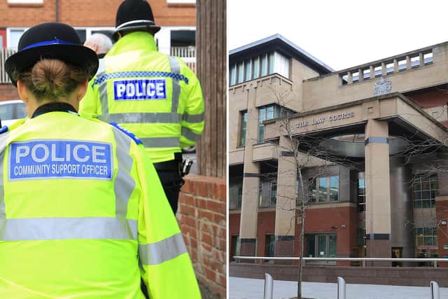 Sheffield Crown Court, pictured, has heard how a struggling Sheffield father has narrowly been spared from jail after he broke his son's left upper arm and right thigh.
