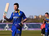 Durham batsmen Cameron Bancroft acknowledges the applause after his match-winning unbeaten century after the Royal London One Day Cup match between Durham and Leicestershire at Emirates Riverside in April 2019.
