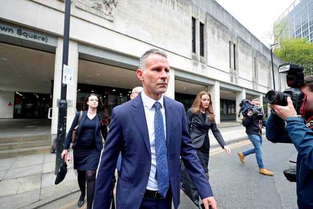 Former Manchester United footballer Ryan Giggs leaves Manchester Crown Court on Friday (Photo: PA)