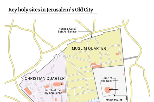 The key holy sites in Jerusalem (Illustration: Kim Mogg / JPI Media)