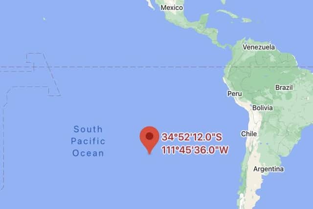 The coordinates instead point to a random spot almost 3,000 miles away in the South Pacific ocean (Photo: SWNS)