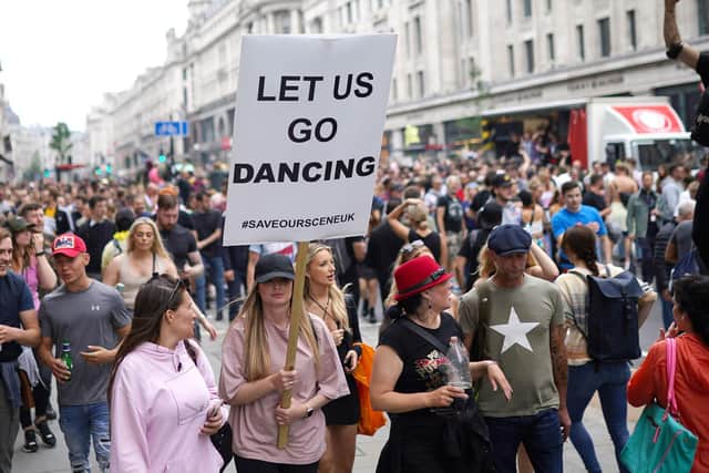 Thousands marched in central London during a #FreedomToDance protest against lockdown restrictions (Photo: PA)