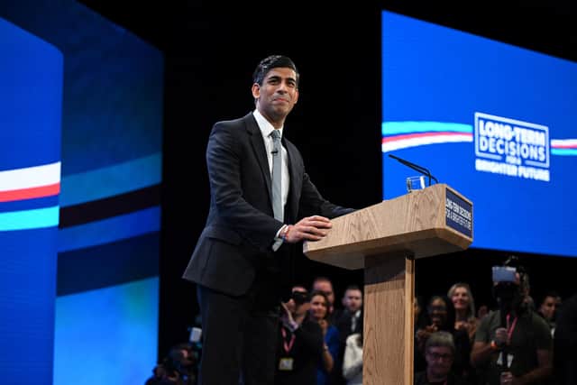 Prime Minister Rishi Sunak announced the proposals in his Conservative Party Conference speech, with the money spent elsewhere. (Photo by OLI SCARFF/AFP via Getty Images)
